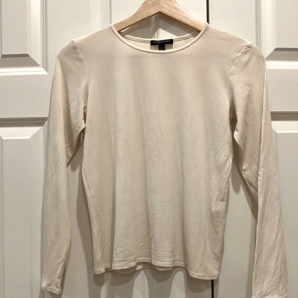 Eileen Fisher 100% Silk Long Sleeve Top PP
